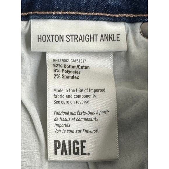 Paige Hoxton Straight Ankle Blue Medium Wash High Rise Ankle Length Western 26 - Picture 3 of 9